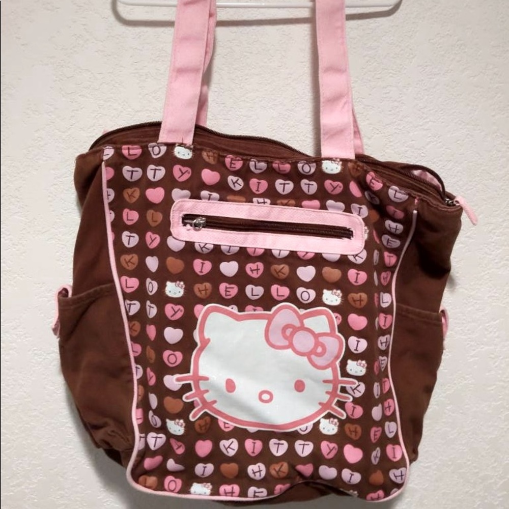 🎉Hello Kitty Sanrio Tote Bag With Front Zipper Pouch and side pouches